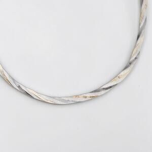 Vintage Sterling Silver Italy Braided Three Strand Chain Gold Silver 17 Inch